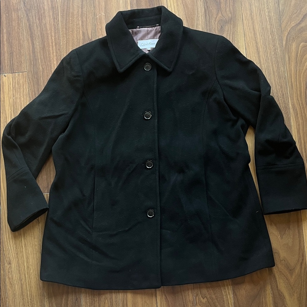 Calvin Klein Women's Elegant Black Pea Maternity Coat size 1X Winter Autumn